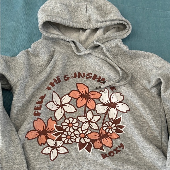Roxy Tops - Roxy Gray Hoodie with Floral Design